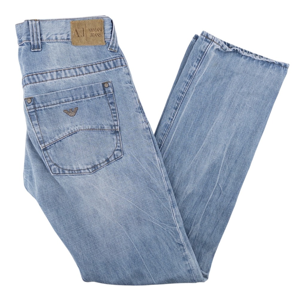 Armani Jeans‎ Mens 33x34 Light Blue J08 Regular Fit Denim Button Fly Preppy